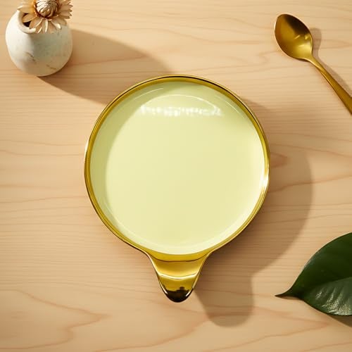 Lemon Tree Ceramic Round Serving Platter with Golden Rim & Hook Shape Handle | Ideal for Serving Snacks, Desserts, Fruits & Salads (Cream) - Image 5