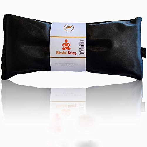 Blissful Being Lavender Eye Pillow - Hot or Cold Weighted Satin Eye Mask perfect for Sleeping, Yoga, Meditation - Gifts for Women, Birthday, Teachers - Natural Herbal Relaxation (Onyx) - Image 1