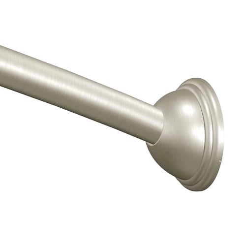 Moen Curved Adjustable Length Fixed Mount Single Shower Curtain Rod for Bathroom Brushed Nickel Finish CSR2160BN - Image 1