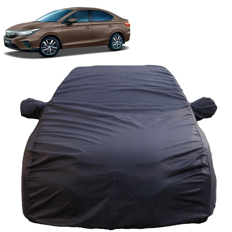 Autofact New City Waterproof Car Cover with Mirror Pockets, Grey Color, 4x4 American Matty,Triple Stitched, Compatible with Honda New City Car Cover (2020 to 2024), New City Car Accessories - Image 1