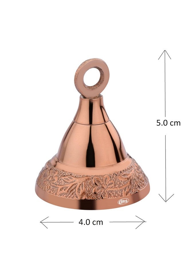 Chitra Brass Decorative Designer Bell for Pooja Rooms Pack of 6 (Rose Gold, 38mm) - Image 3