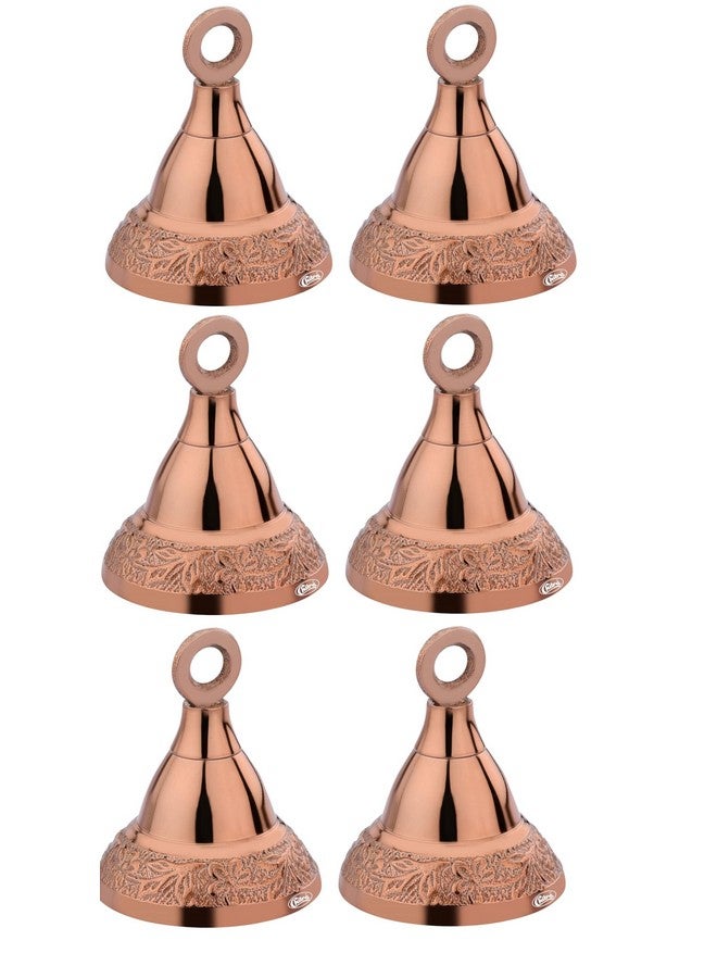 Chitra Brass Decorative Designer Bell for Pooja Rooms Pack of 6 (Rose Gold, 38mm) - Image 1