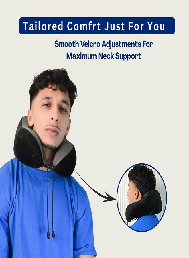 SOFT REST Premium Memory Foam Travel Neck Pillow for Flight & Car | U-Shaped Magnetic Therapy Fabric Cushion | Ultra-Soft Velvet Cover, Adjustable Drawstring, 360° Neck & Chin Support - Image 5