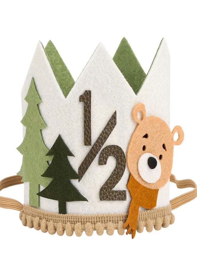 SuPoo 1/2 Birthday Boy Hat Crown Bear Half Birthday Party Hat Headband 6 Months Decorations Tiara Halfway to One Year Old Party Decorations Outfit Accessory - Image 1