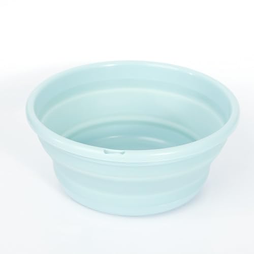 Potency® Collapsible Small Round Washing Up Bowl Basin Multipurpose Outdoor Travel Basin Folding Portable Silicone Bowl Tub for Kitchen Camping Caravans Water Carrier (Small, Blue) - Image 1