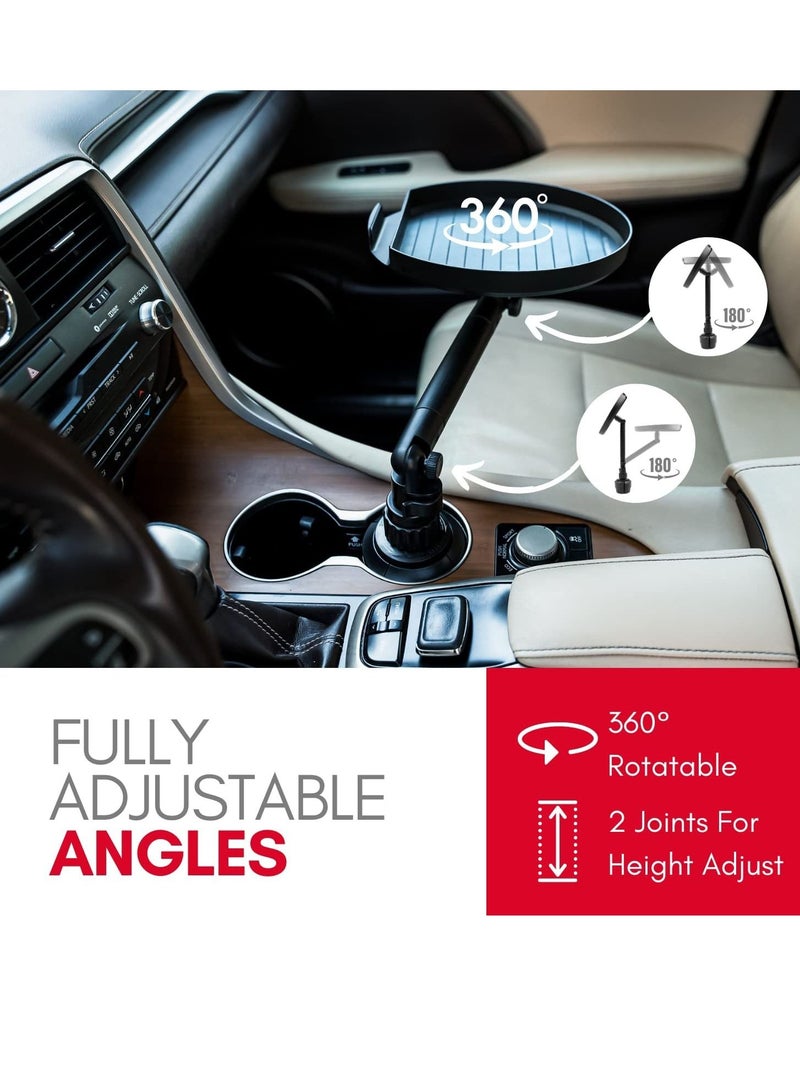 Cup Holder Tray for Car - Adjustable Car Tray Table - Perfect Car Food Tray for Eating with Phone Slot and Swivel Arm - Car Organizer - Road Trip Essential Car Travel Accessories Gadgets - Image 4
