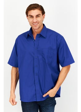 Forsyth Men Regular Fit Short Sleeve Plain Dress Shirt, Blue  - Image 1