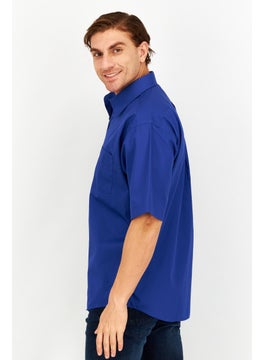 Forsyth Men Regular Fit Short Sleeve Plain Dress Shirt, Blue  - Image 4