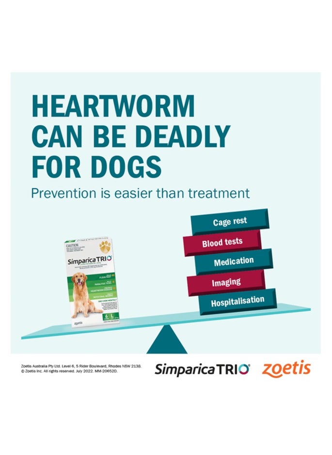 Simparica TRIO the Complete Flea, Tick, and Heartworm Prevention for Dogs 20 40 kg (1 Chewable Tablets)