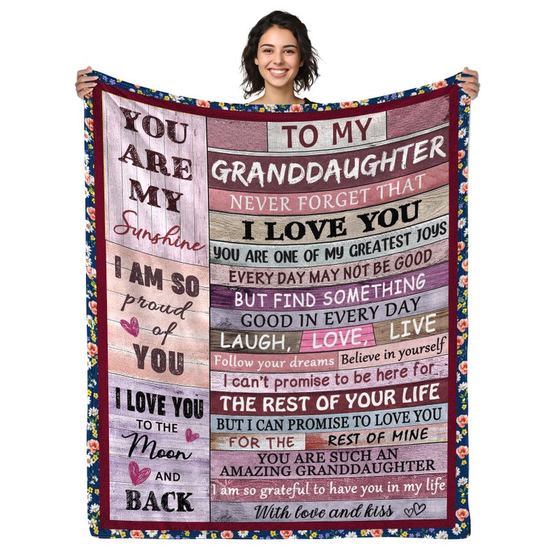 AJIIUSV Granddaughter Gifts from Grandma Grandpa Granddaughter Birthday Gifts Throw Blanket 50 x 60