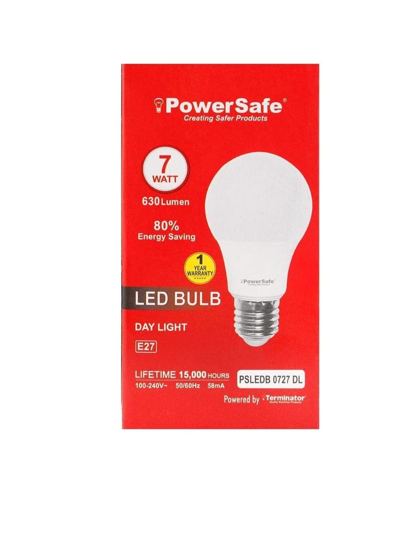 باور سيف PowerSafe موفر للطاقة 7 وات LED لمبة 630 Lumen Day Light E27 مع حماية من اندفاع التيار حزمة من 10 - Image 3