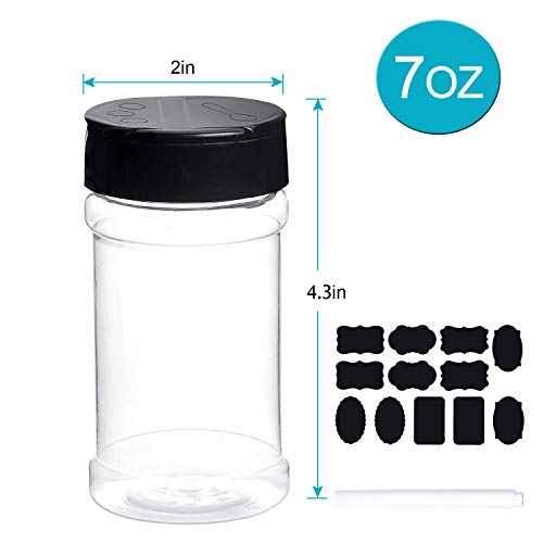 Dabacc Spice Bottles, Dabacc 20Pcs 7oz Clear Plastic Container Jars with Lids Labels for Kitchen Storing Spice Powders Dry Goods Peanut Butter BPA free - Image 3
