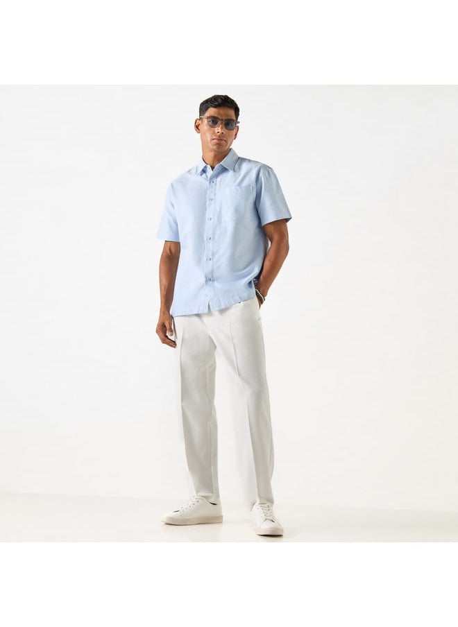 Iconic Iconic Solid Shirt with Short Sleeves and Pocket  - Image 2