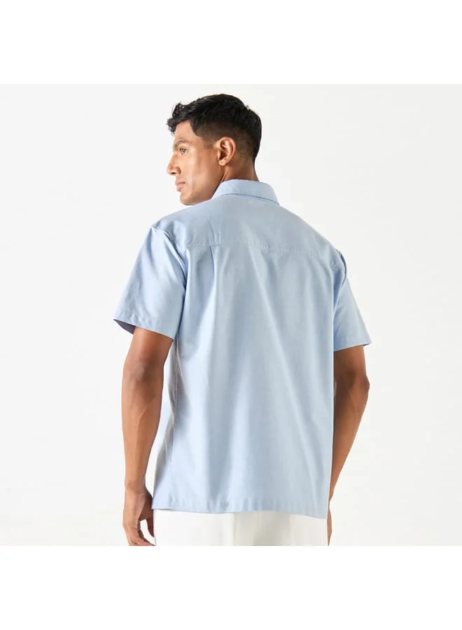 Iconic Iconic Solid Shirt with Short Sleeves and Pocket