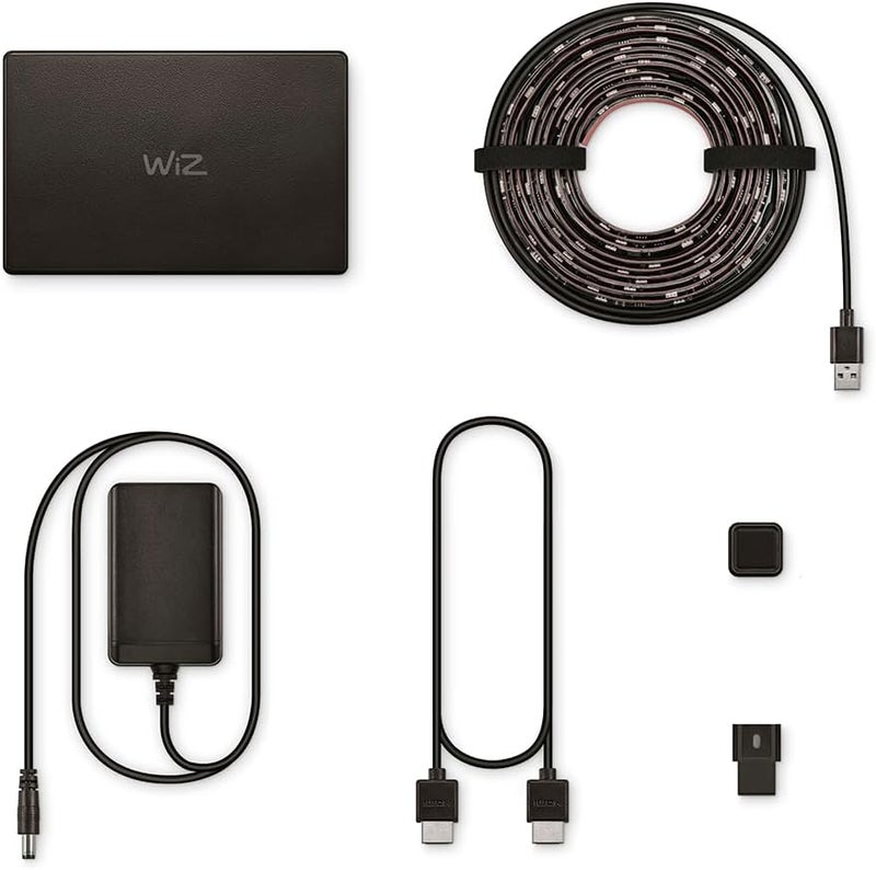 صندوق مزامنة WiZ HDMI مع إضاءة التلفزيون، مزامنة الضوء مع الأفلام/الألعاب وغيرها. يدعم HDMI 2.0، 4K بمعدل 60 هرتز، شريط LED RGBIC لأجهزة التلفزيون مقاس 75-85-75 بوصة، التحكم بالتطبيق/الصوت مع Google وAlexa - Image 2