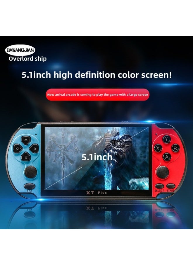 Generic - Source Manufacturers Nostalgic 8G Double Rocker PSP Game Machine 5.1 Inch HD Large Screen X7 Plus Handheld Game Machine-Product Color:Blue Red-Model:Double Version (with Camera) - Image 1