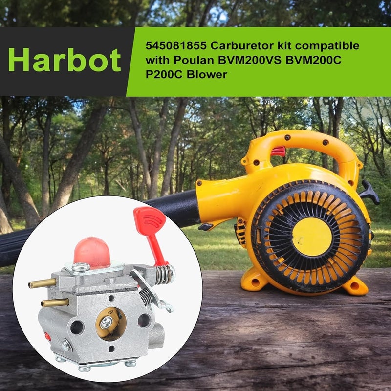 Harbot BVM200VS Carburetor for Poulan Pro BVM200C P200C GBV325 P325 Carb Kit Craftsman 25CC Leaf Blower Parts 545081855 WT-875A WT-875 - Image 2