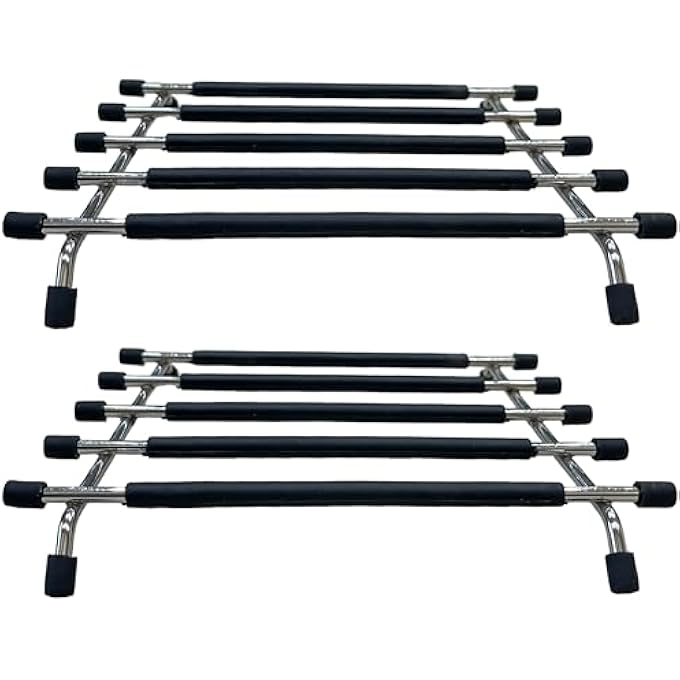 ريحني حامل ثلاثي القوائم للمطبخ مقاوم للحرارة ومضاد للانزلاق وواقي سطح العمل من الفولاذ المقاوم للصدأ للمقالي الساخنة، عبوة من قطعتين باللون الأسود - Image 1