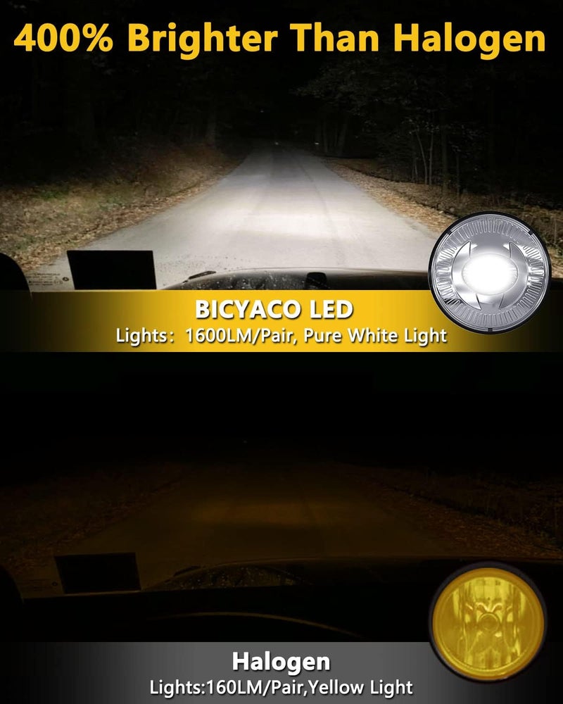 BICYACO Led Fog Lights 5202 Compatible with 07-14 Suburban/Tahoe/07-13 Avalanche/10-13 Camaro/15-16 Colorado/15 Silverado/GMC Acadia/Yukon/XL/Ford Mustang/08-09 Pontiac G8-1 Pair Chrome - Image 3
