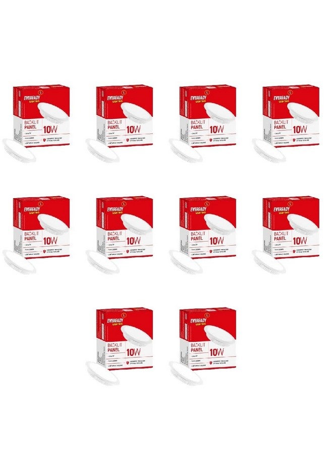 Eveready Eveready Plastic 10W Recessed Ceiling Light|Requires False Ceiling|4Kv Surge Protection|High Lumen|Back Lit Down Light Panel|Cut Out-4 Inches(Round, Pack of 10) for Living Room,Bedroom,Hall,Kitchen - Image 1
