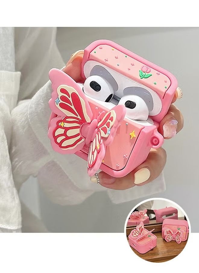 Generic - AirPods 3 Case Cover with Butterfly Holder, PVC Shock and Drop Protective Headphone Case (Pink) - Image 1