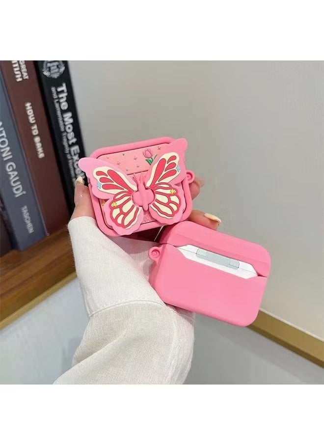 Generic - AirPods 3 Case Cover with Butterfly Holder, PVC Shock and Drop Protective Headphone Case (Pink) - Image 1
