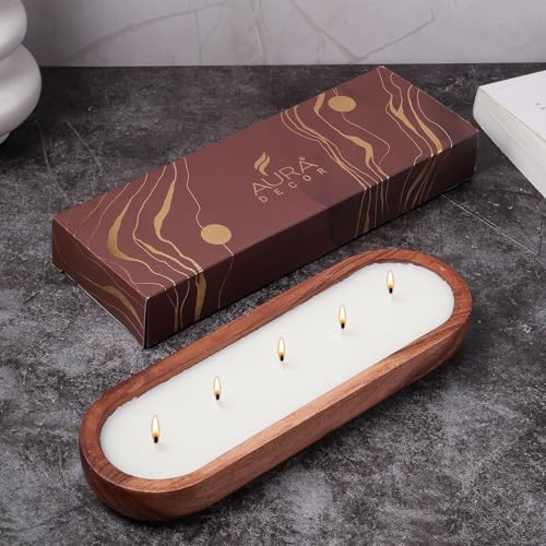 AURA DECOR AuraDecor Wooden Urli Candle with Luxury Aroma of Oudh & Vanilla for Aromatherapy, HomeDecor & Gifting, Soy Wax (Wooden Urli Candle, Medium) - Image 1