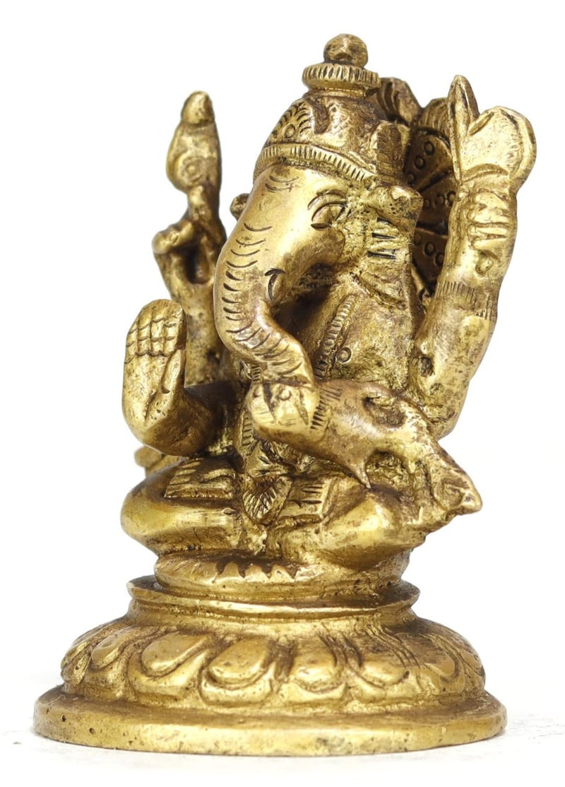 اشيرواد Ashirwad Brass Lord Ganesha Idol تمثال للمنزل الهندوسي Ganpati Bappa Vinayaka Murti (Ganesh-20)  - Image 3