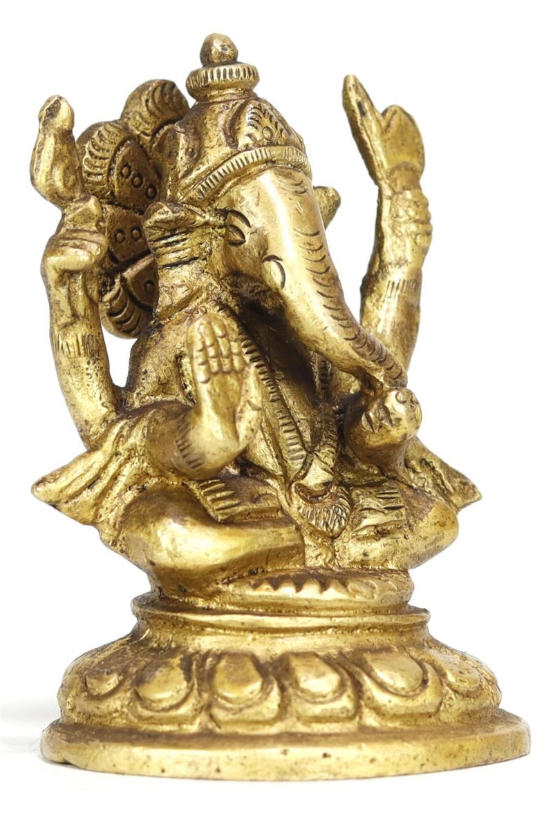اشيرواد Ashirwad Brass Lord Ganesha Idol تمثال للمنزل الهندوسي Ganpati Bappa Vinayaka Murti (Ganesh-20)  - Image 2