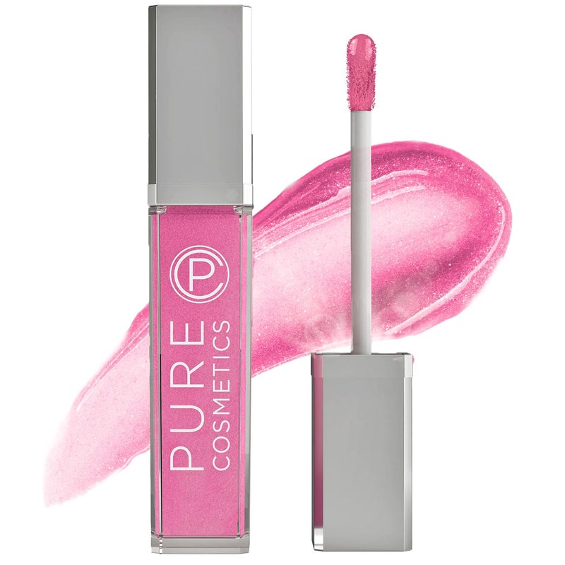 Pure Cosmetics Pure Illumination Lip Gloss LEDlit Applicator wSide Mirror NonSticky Moisturizing Hydrating Lip Glosses Soothes Protects Dry Chapped Lips Party Girl Pink
