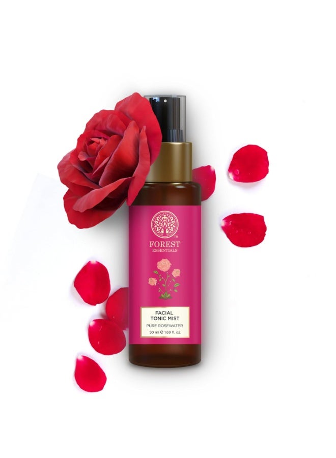 فورست اسينشالز رذاذ تونيك الوجه فوريست إسينشالز بماء الورد النقي | تونر مرطب ومقطر بالبخار على الطريقة الأيورفيدية لبشرة ندية ومنتعشة | يُقلل المسام ويُنعش البشرة، ٥٠ مل - Image 1