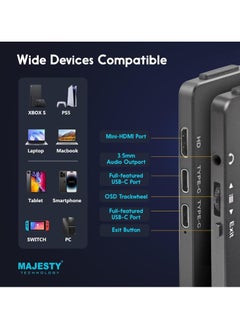 Majesty "Majesty 15.6-inch Portable Full HD Screen - Lightweight with aluminum frame and base, includes a carrying bag, perfect for laptops, smartphones, and gaming devices, offering high-definition display for on-the-go use."  - Image 5