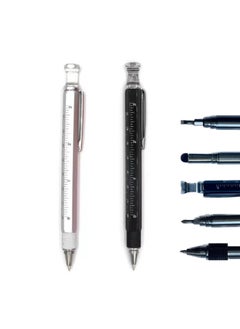 2 Pieces of 7 in 1 Multi-Function Tool Pens: Phone Stand, Metal Ballpoint Pen, Scale Ruler, Handwriting Pen, Bottle Opener, Touch Screen Pen