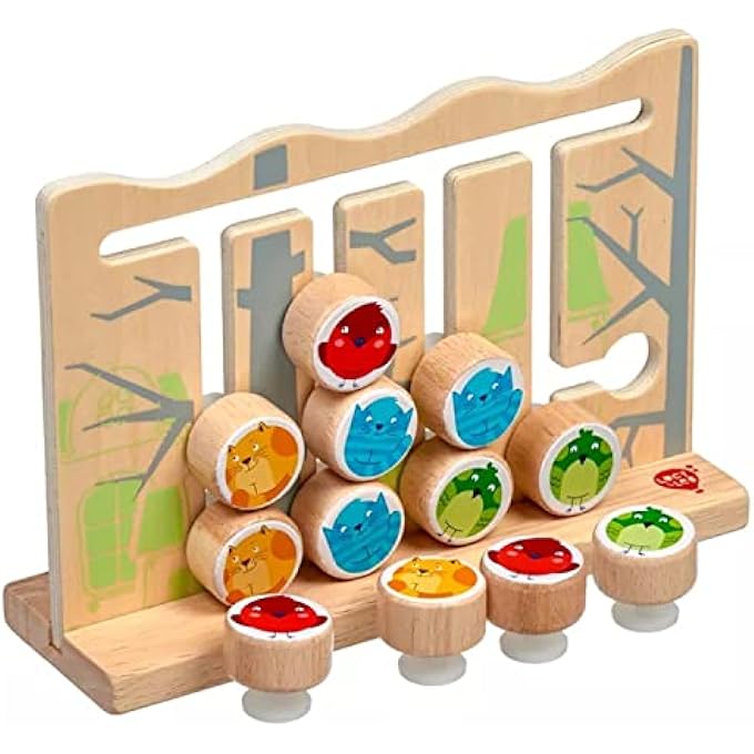 WOODEN SLIDE PUZZLE BOARD FOR KIDS |COLOR & ANIMALS SORTING MATCHING BOARD PUZZLE TOYS | BRAIN TEASERS LOGIC GAME | MONTESSORI LEARNING EDUCATIONAL BABY TOY PUZZLE FOR KIDS 3+YEARS BOYS GIRLS - Image 2