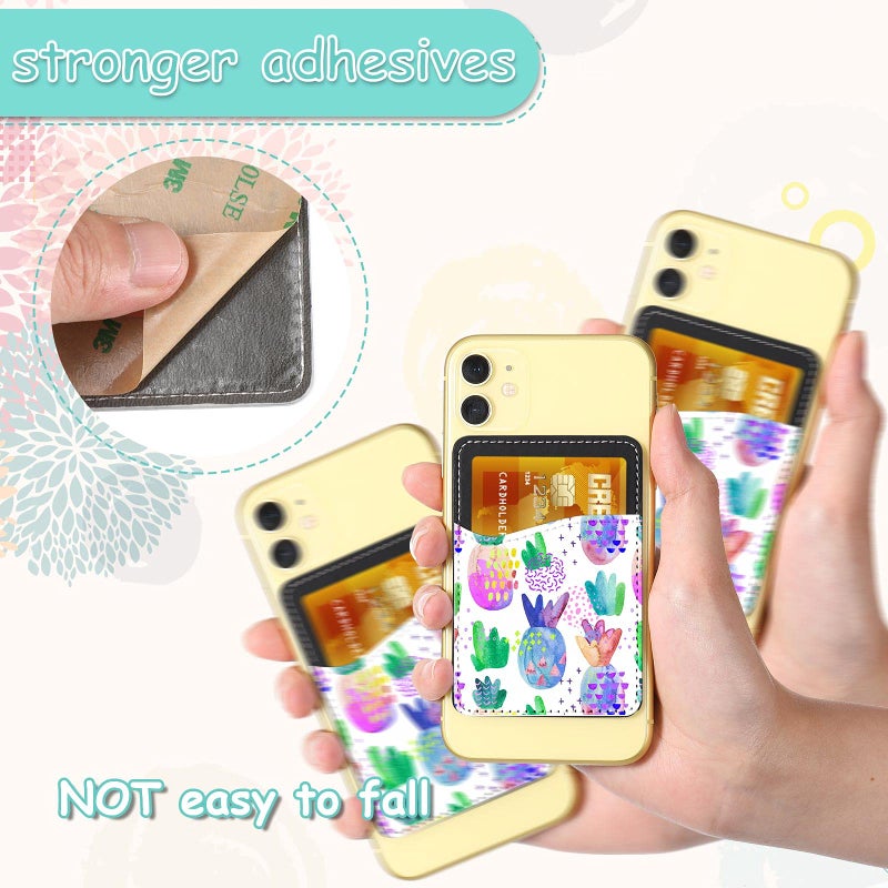 Frienda 10pcs Phone Card Holder Leather Blank Sublimation Phone Wallet Stick on with 10 Pieces Sublimation Collapsible Phones Holders Compatible with Most of Cell Phones(Black) - Image 4