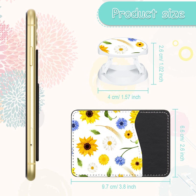 Frienda 10pcs Phone Card Holder Leather Blank Sublimation Phone Wallet Stick on with 10 Pieces Sublimation Collapsible Phones Holders Compatible with Most of Cell Phones(Black) - Image 2