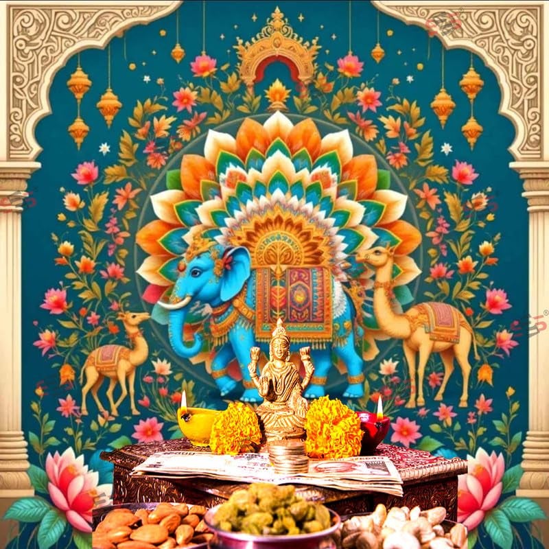 S2S Elephant Backdrop Cloth for Pooja Decoration Traditional, Background Decoration Cloth | Curtain Cloth for Festival, Functions & Ceremonies - (5 x 5 Feet) (Elephant) - Image 4