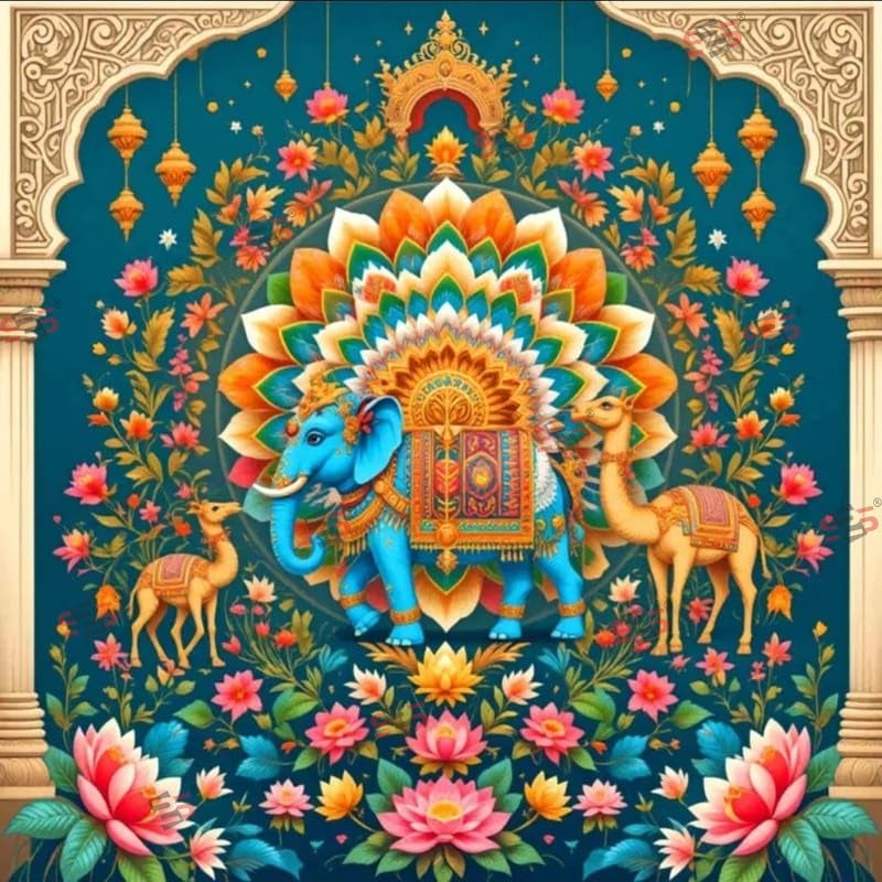 S2S Elephant Backdrop Cloth for Pooja Decoration Traditional, Background Decoration Cloth | Curtain Cloth for Festival, Functions & Ceremonies - (5 x 5 Feet) (Elephant) - Image 2