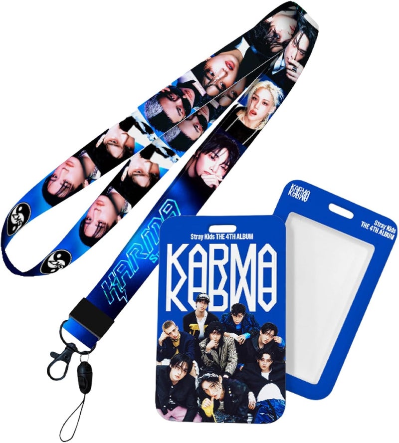 PYAJUU Stray Kids KARMA Album Gift Box Set, Including 55PCS KARMA Photocards, 100PCS Album Sticker Pack, 1 Lanyards, Card Holder, 1 Stray Kids Keychain and 2 Badge Gift for STAY Straykids Merch - Image 5