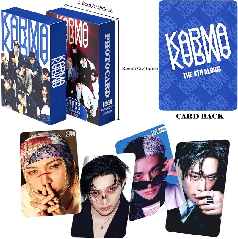 PYAJUU Stray Kids KARMA Album Gift Box Set, Including 55PCS KARMA Photocards, 100PCS Album Sticker Pack, 1 Lanyards, Card Holder, 1 Stray Kids Keychain and 2 Badge Gift for STAY Straykids Merch - Image 3