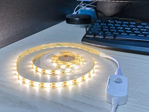 Vortex HJJ0081C USB LED Strip Lights with Motion Sensor Cool White 1m Dimmable LED Closet Light Motion Activated Under Cabinet or Bed Strip Light1 Meter Cool White - Image 1