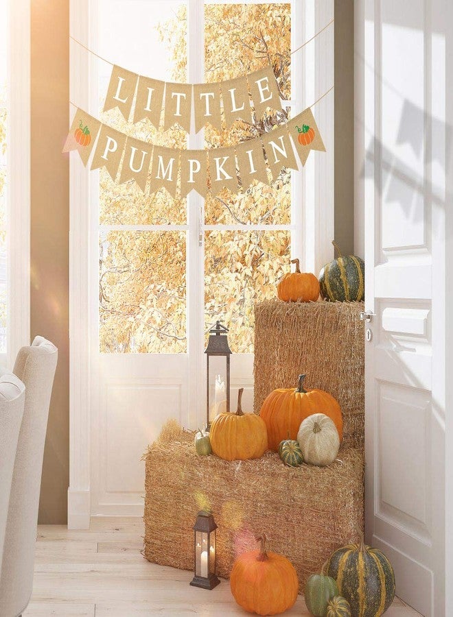 Rainlemon Jute Burlap Little Pumpkin Banner Fall Baby Shower Gender Reveal Birthday Party Garland Decoration - Image 4