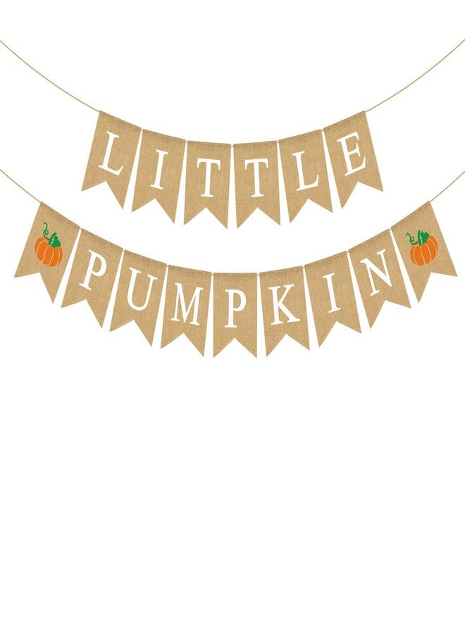 Rainlemon Jute Burlap Little Pumpkin Banner Fall Baby Shower Gender Reveal Birthday Party Garland Decoration - Image 1