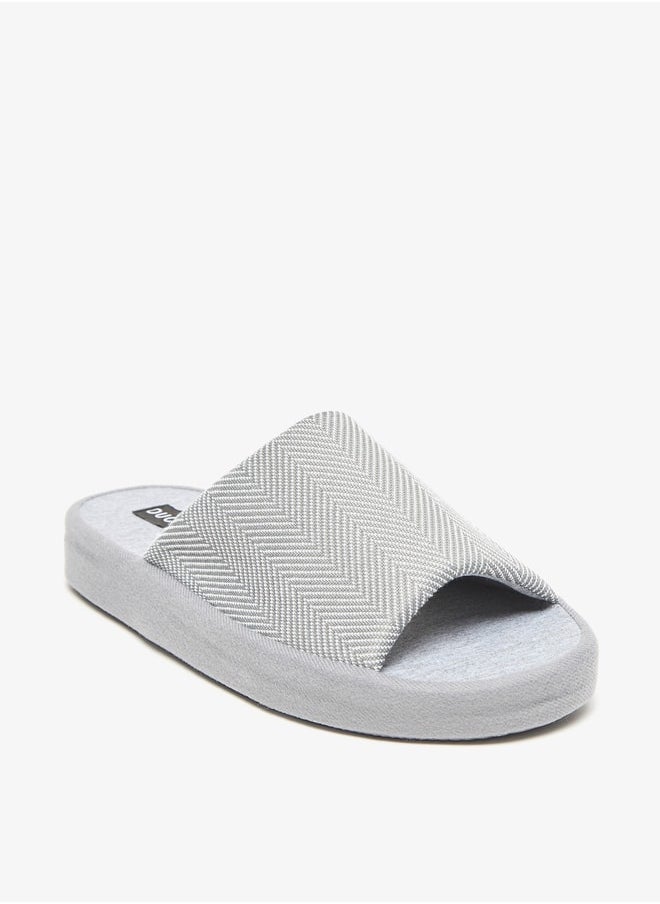 DUCHINI Duchini Men's Chevron Textured Bedroom Slide Slippers  - Image 2