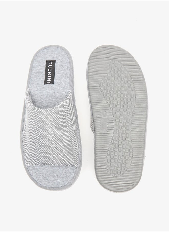 DUCHINI Duchini Men's Chevron Textured Bedroom Slide Slippers  - Image 5
