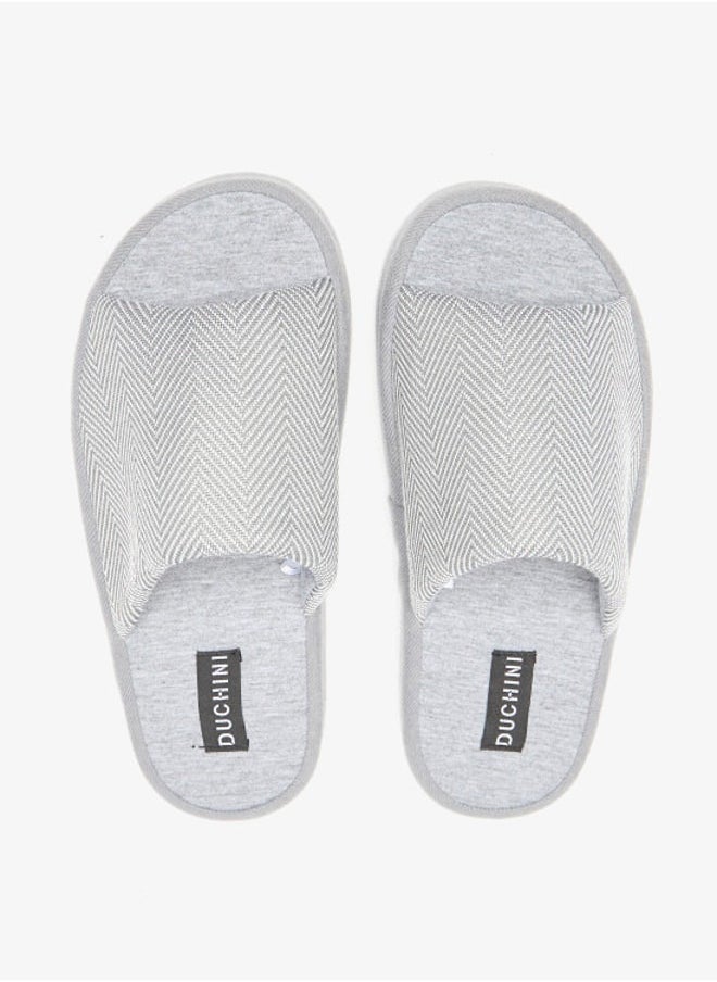 DUCHINI Duchini Men's Chevron Textured Bedroom Slide Slippers  - Image 3