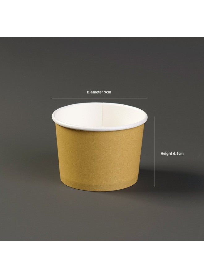 Disposable Paper Bowl Meal Box Kraft Paper Soup Bucket Round Bucking Box Without Lid Take-away Box Bucking Bowl Soup Bowl Porridge Cup-Color:8oz Barrel White Without Lid - Image 1