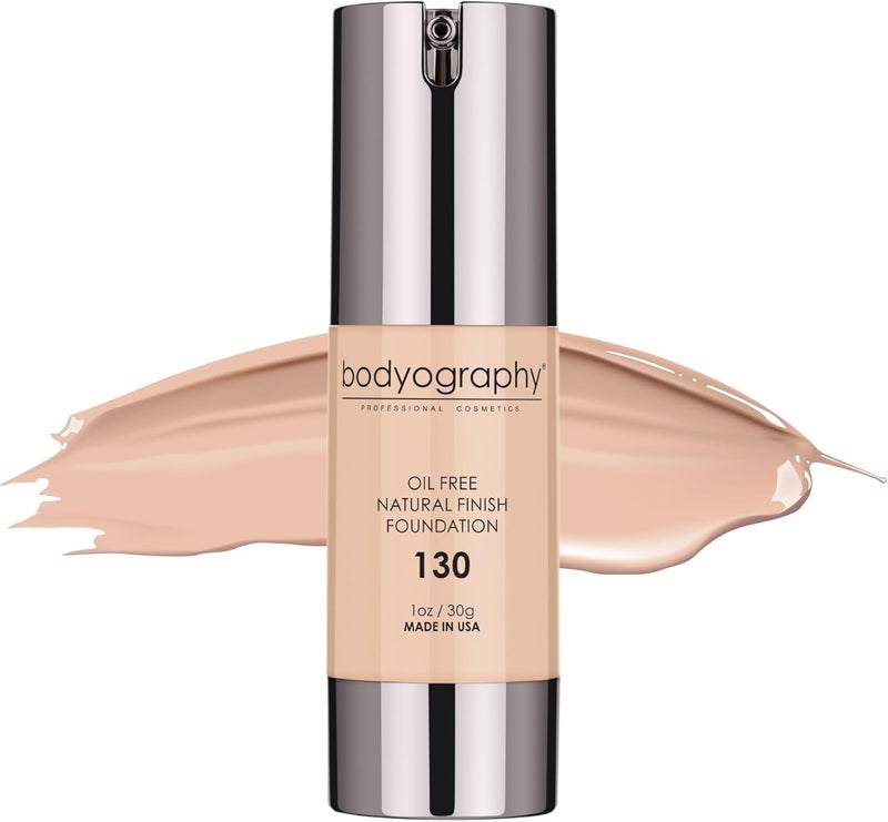 Bodyography Natural Finish Foundation - Light #130, Oil-Free Anti-Aging Formula with Vitamin E and Antioxidants - Image 1