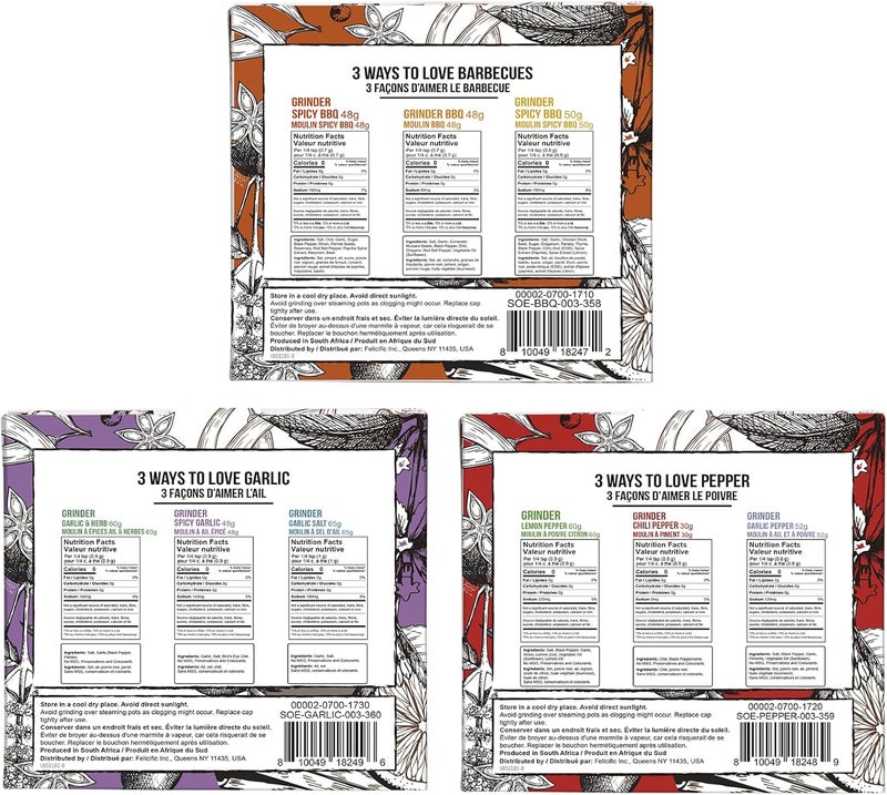 Soeos Spice Seasoning Set of 9 with Grinders - Image 3