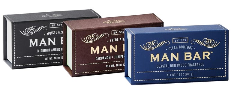 SFS Company Man Bar Set of 3 10 oz Soap Bars Coastal Driftwood CardamomJuniper Midnight Amber